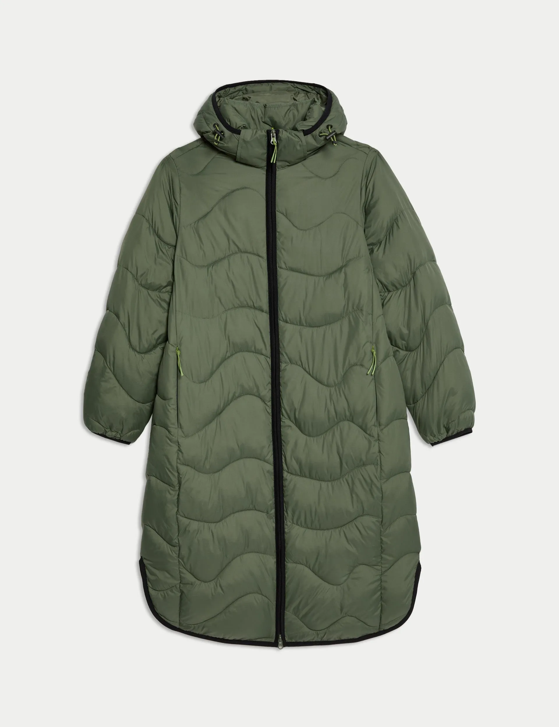 Stormwear Quilted Hooded Longline Puffer Coat - Dark Khaki