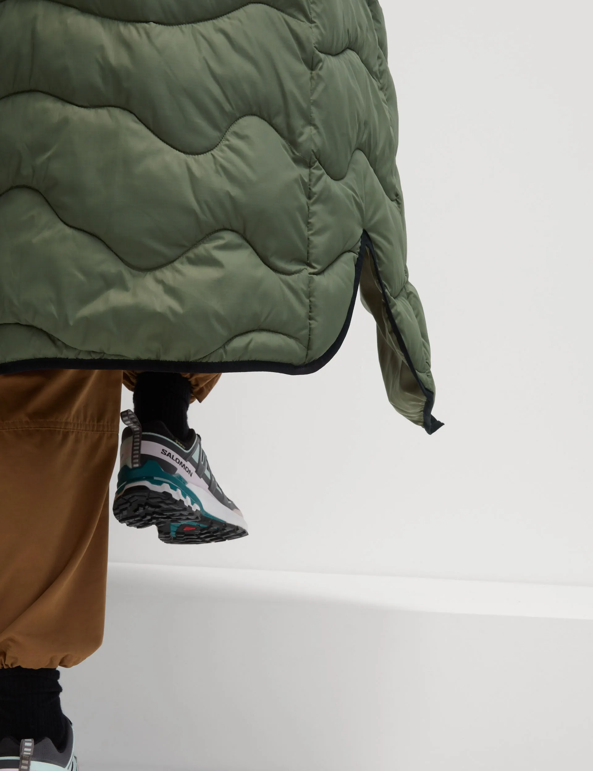 Stormwear Quilted Hooded Longline Puffer Coat - Dark Khaki