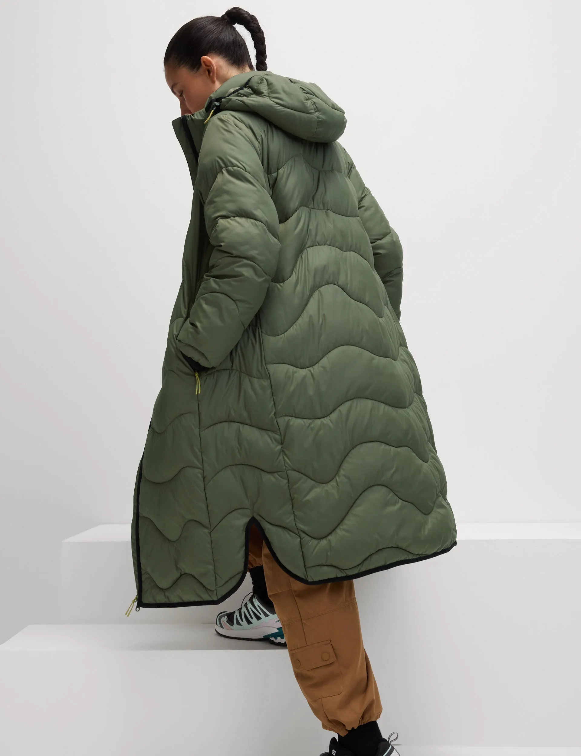 Stormwear Quilted Hooded Longline Puffer Coat - Dark Khaki