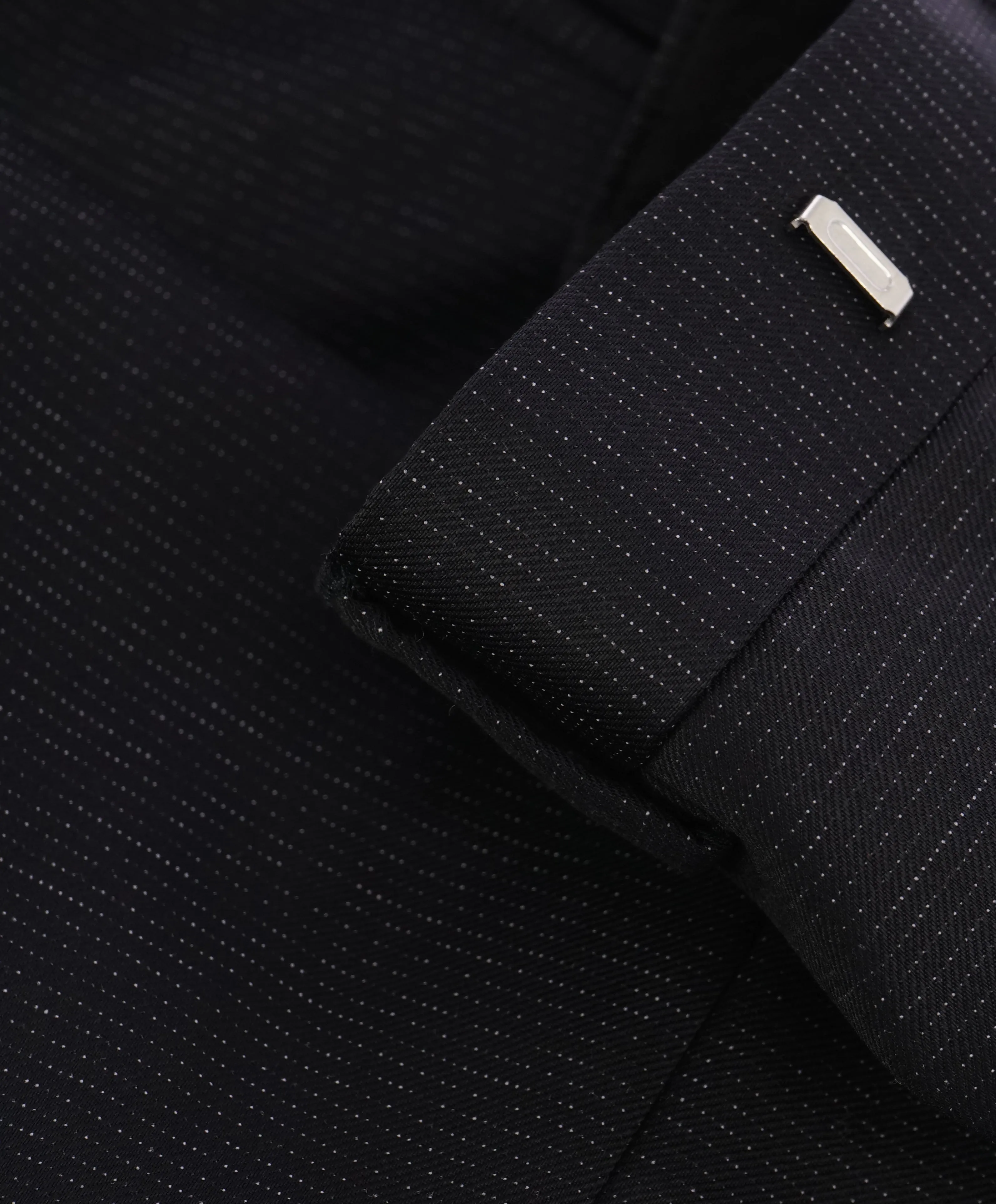 STRELLSON - Slim Black Wool Abstract Check Dot Flat Front Dress Pants - 31W
