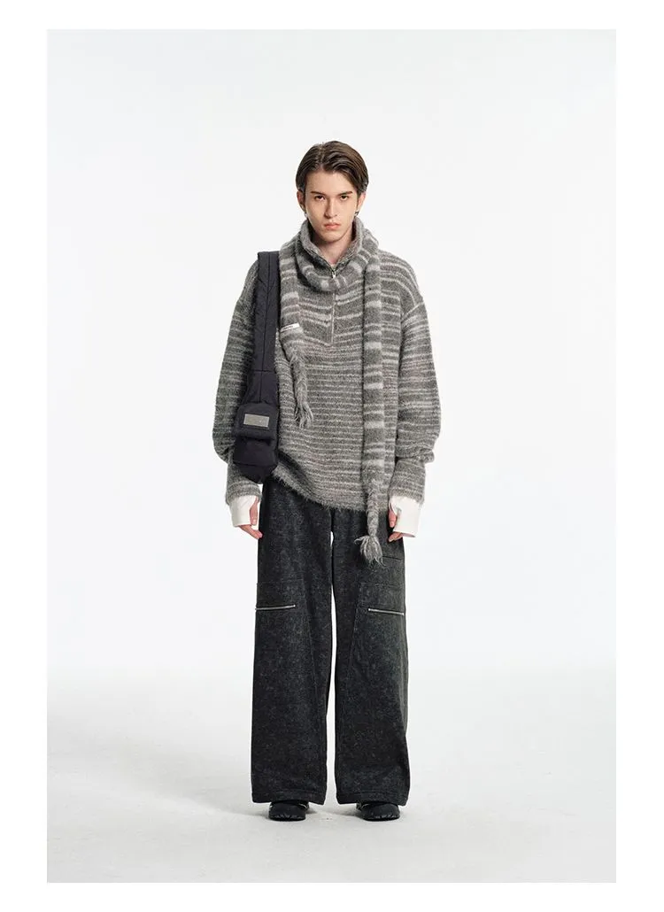 Striped Alpaca Turtleneck Sweater
