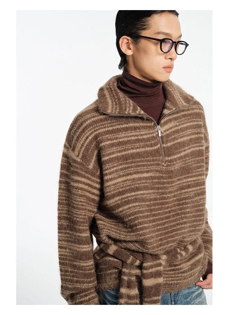 Striped Alpaca Turtleneck Sweater