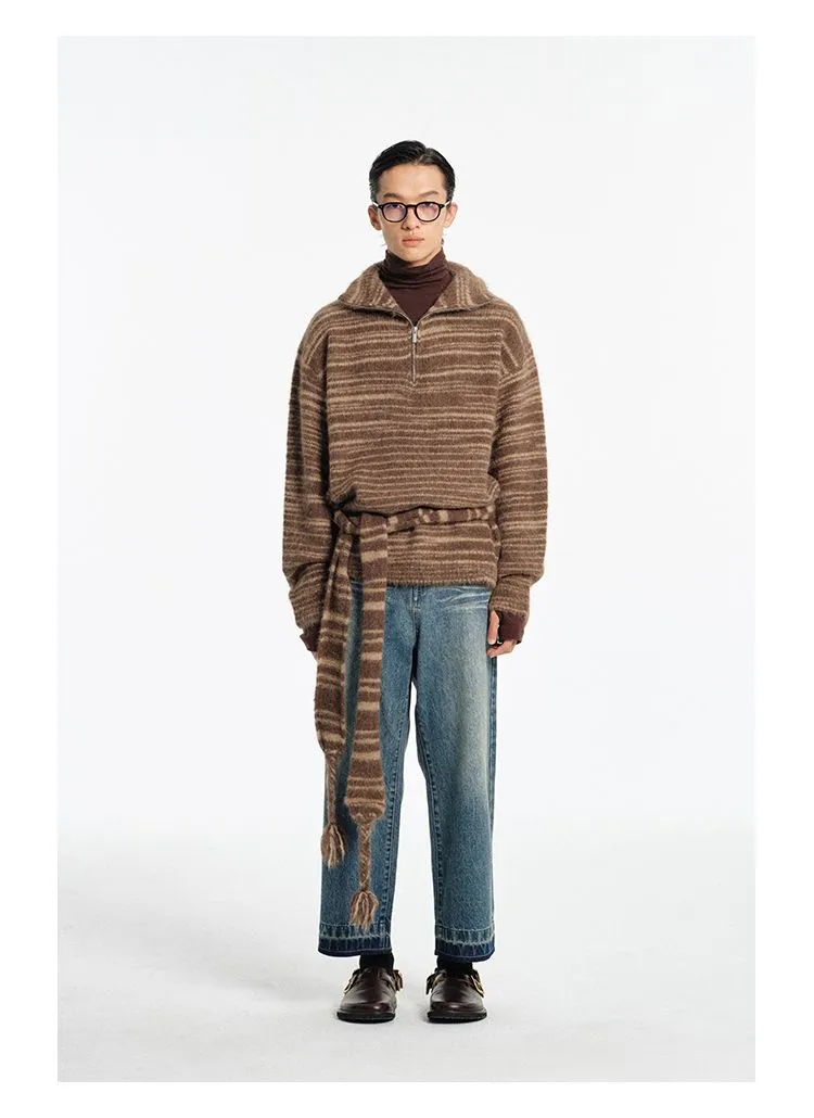 Striped Alpaca Turtleneck Sweater