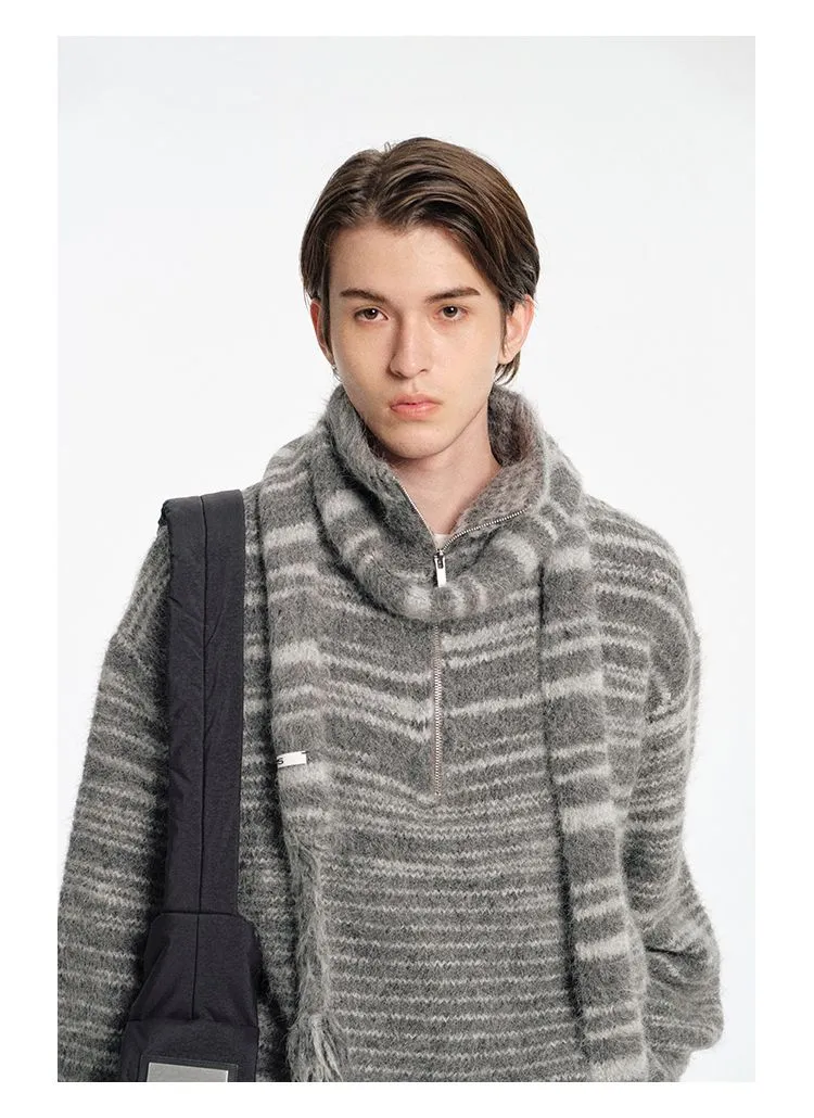 Striped Alpaca Turtleneck Sweater