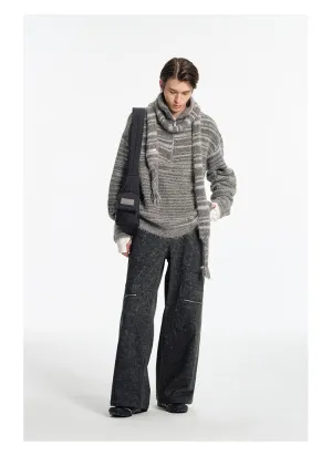 Striped Alpaca Turtleneck Sweater