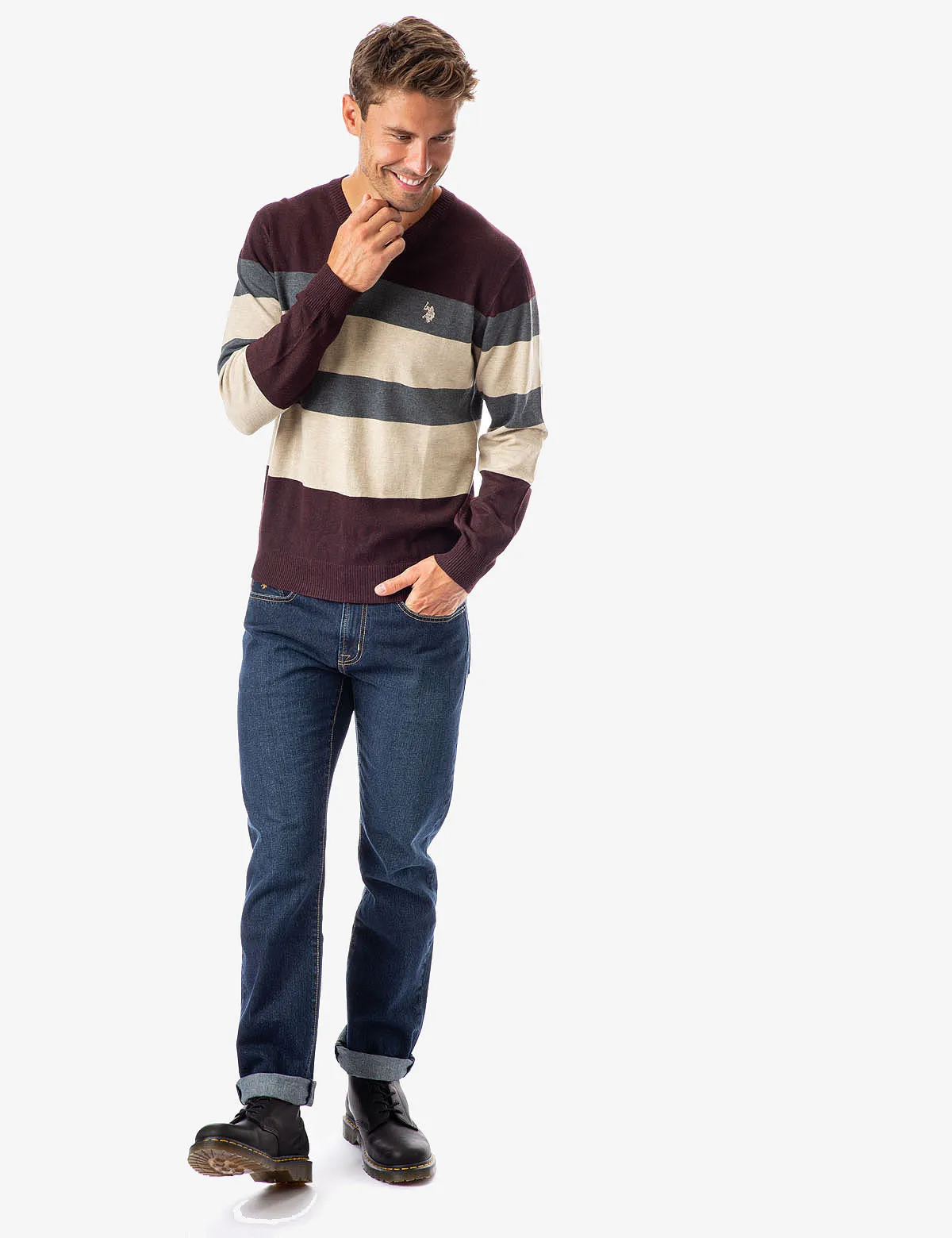 STRIPED V-NECK SWEATER