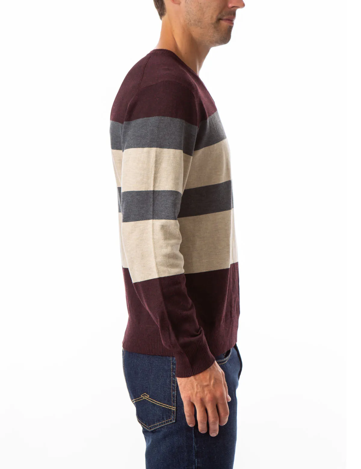 STRIPED V-NECK SWEATER