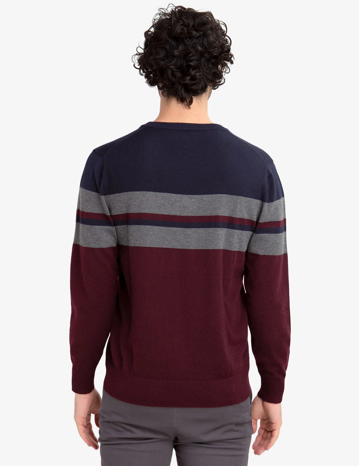 STRIPED V-NECK SWEATER
