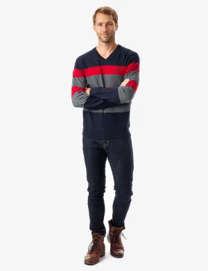 STRIPED V-NECK SWEATER