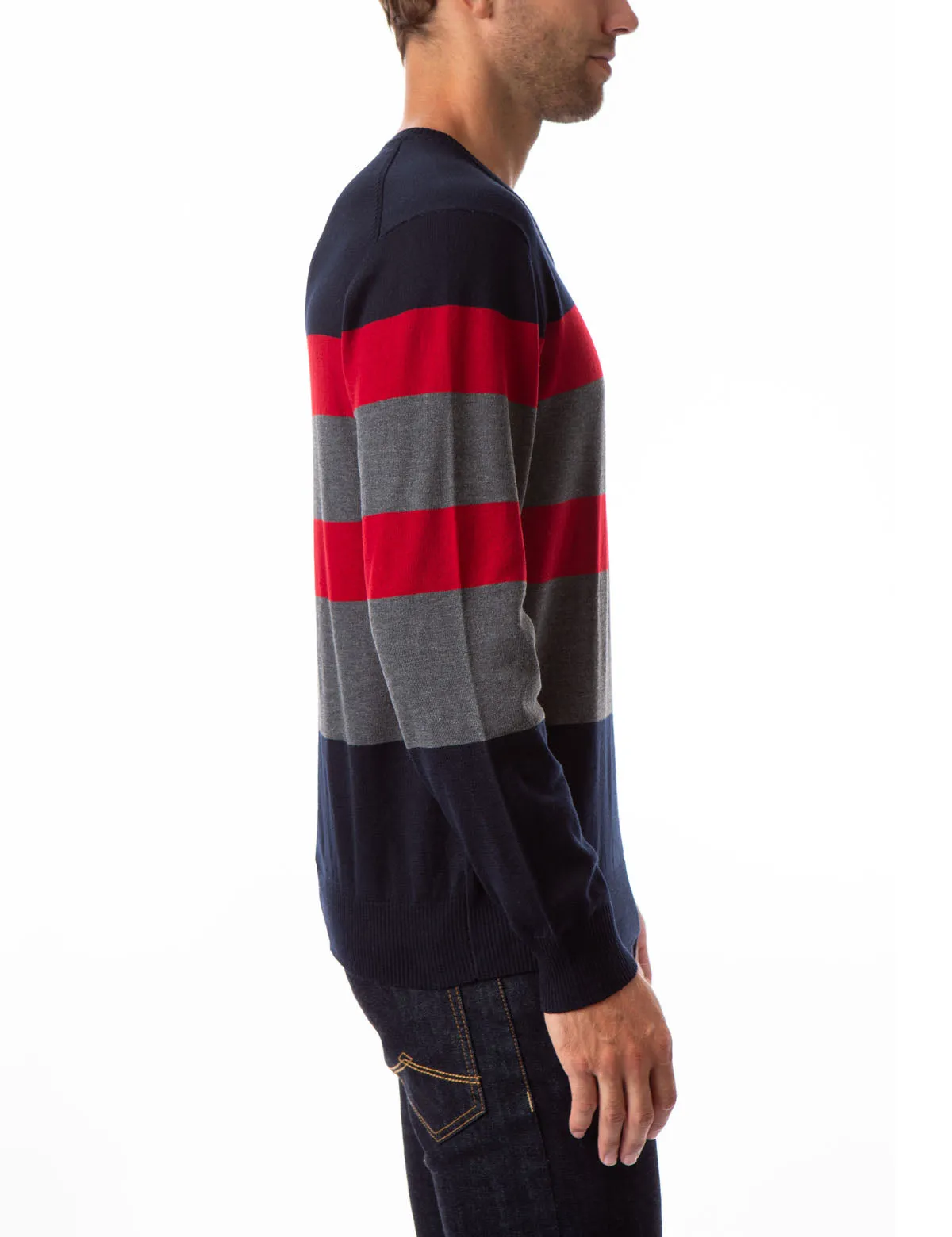 STRIPED V-NECK SWEATER