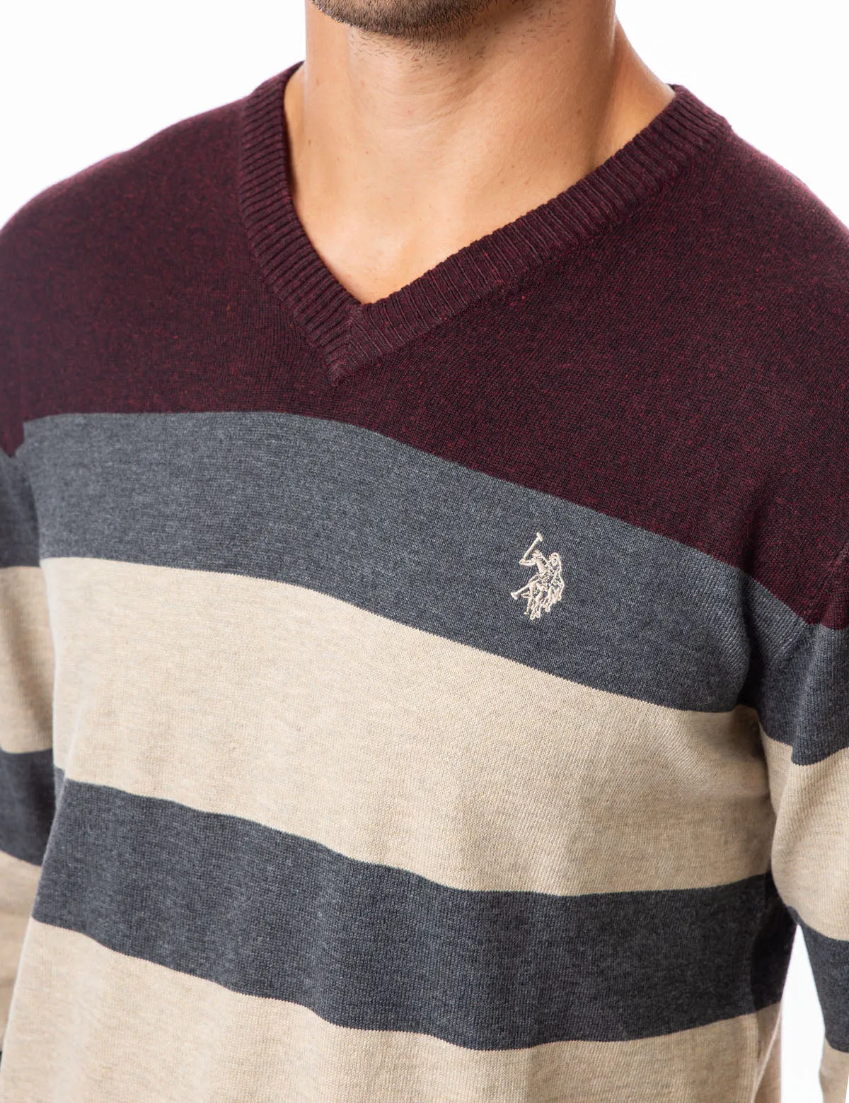 STRIPED V-NECK SWEATER