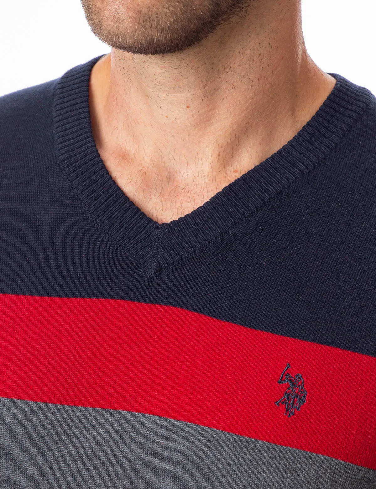 STRIPED V-NECK SWEATER