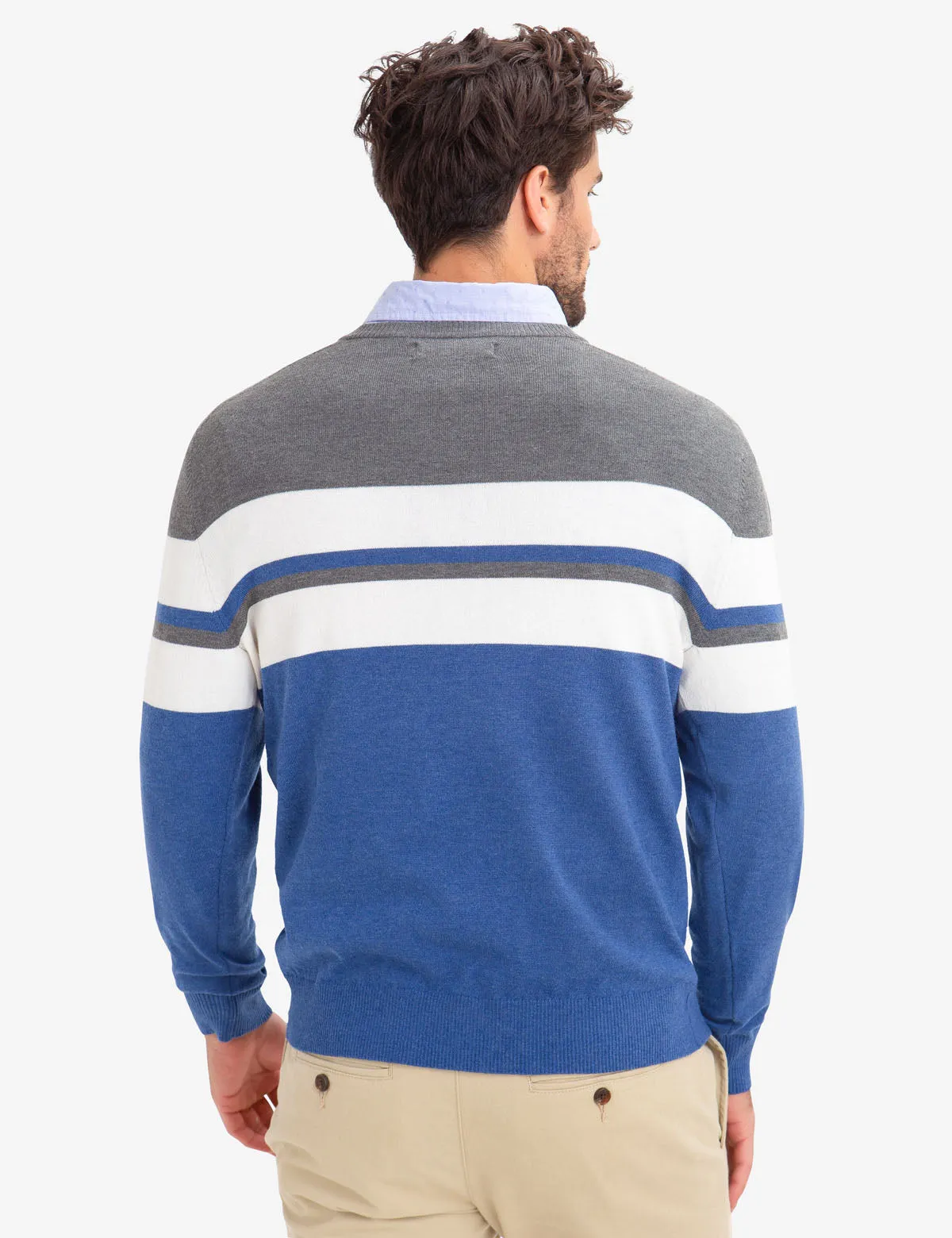 STRIPED V-NECK SWEATER