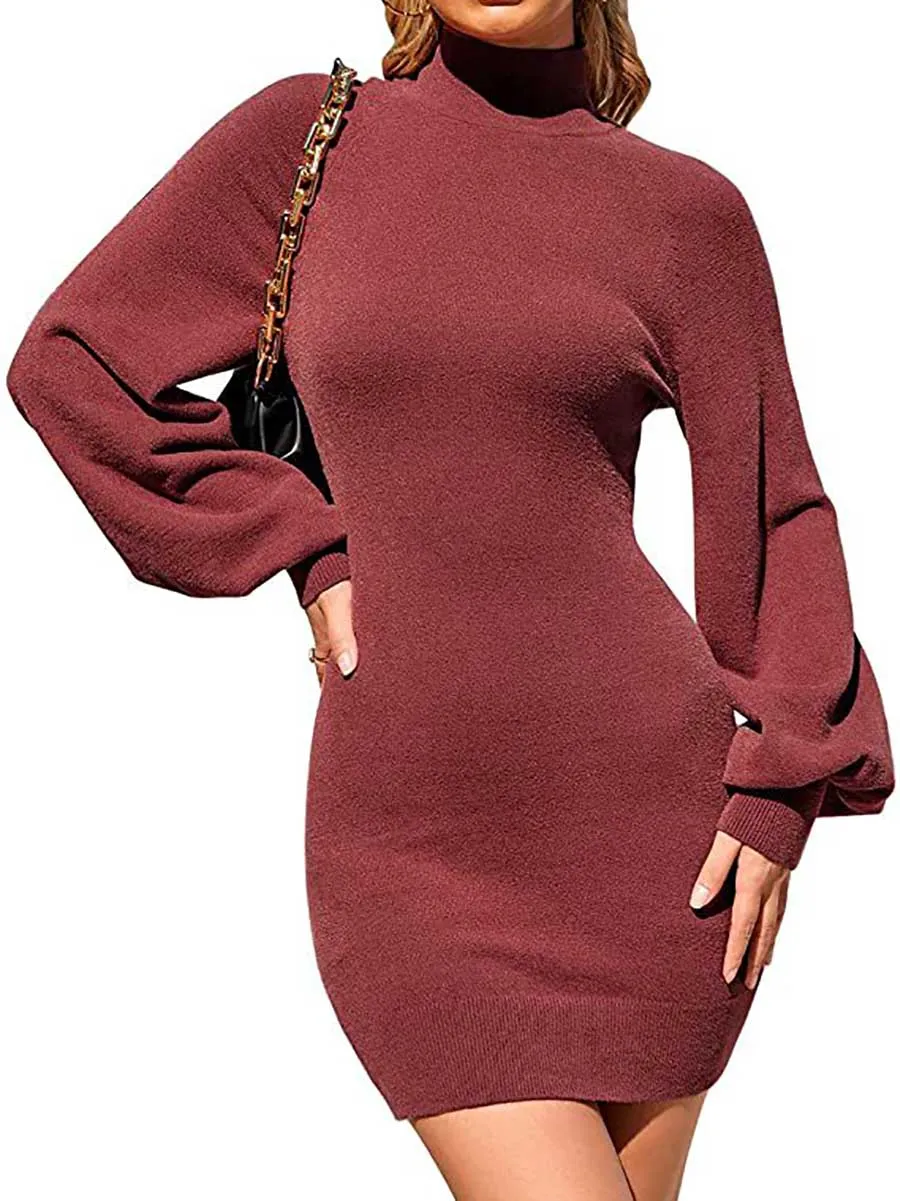Stunncal Turtleneck Knit Sweater Dress