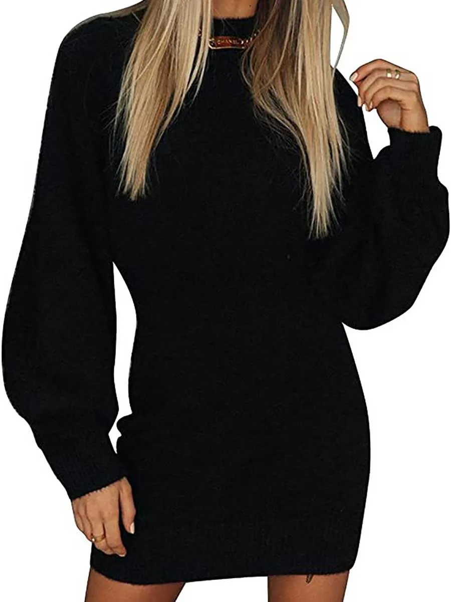 Stunncal Turtleneck Knit Sweater Dress