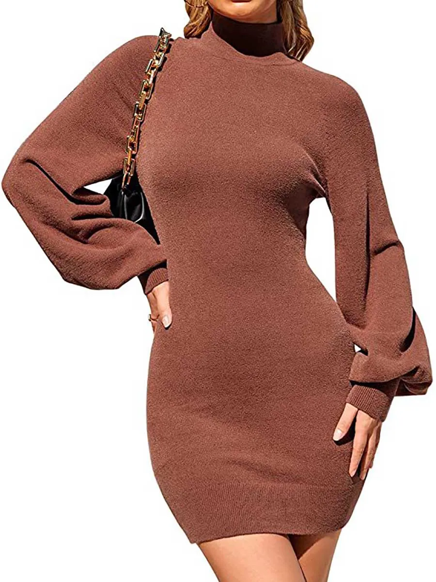 Stunncal Turtleneck Knit Sweater Dress