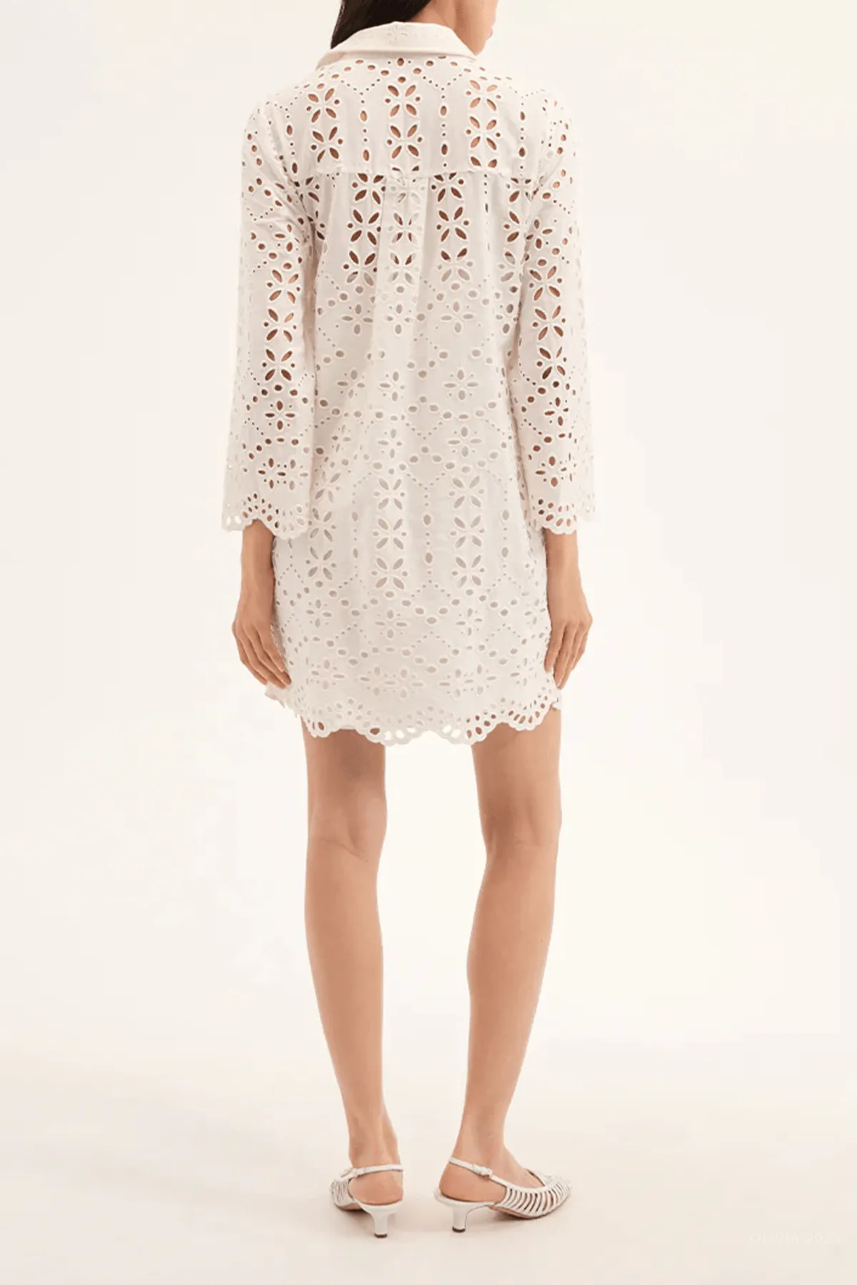 Sumatra Cotton Eyelet Dress in Off-White