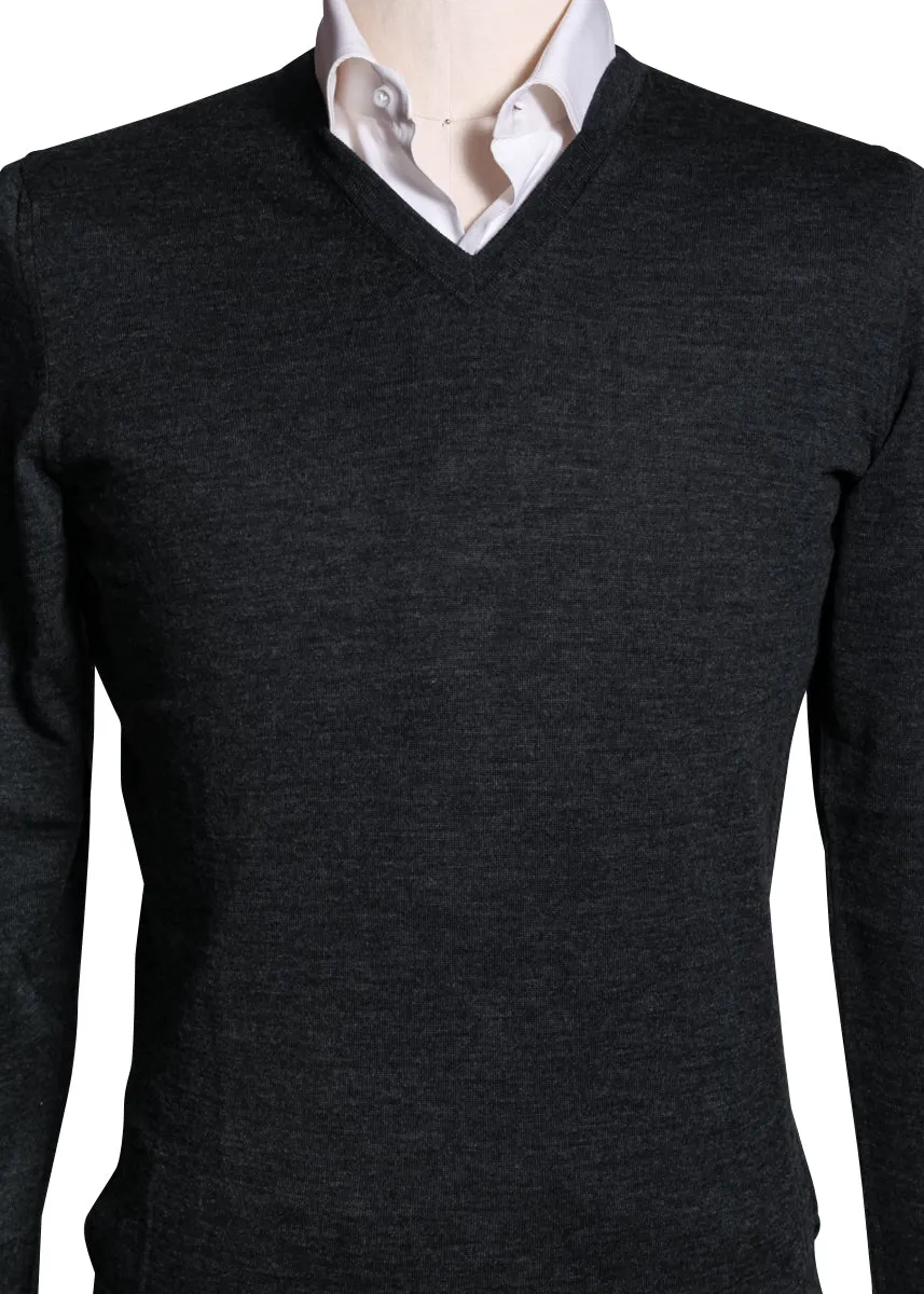 Svevo Parma Charcoal Gray V-Neck Sweater
