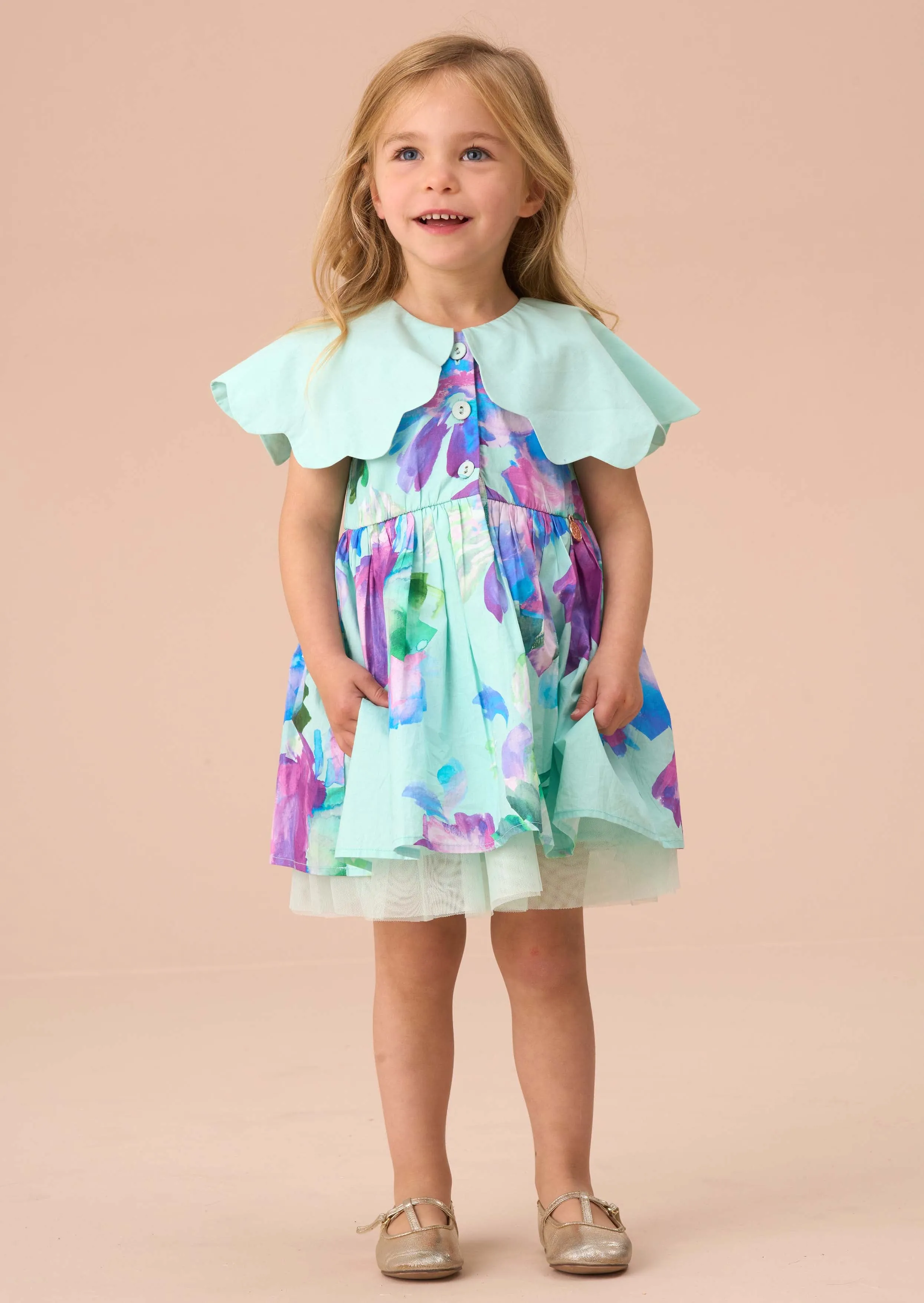 Sybil Mint Scalloped Collar Dress And Print Bloomer