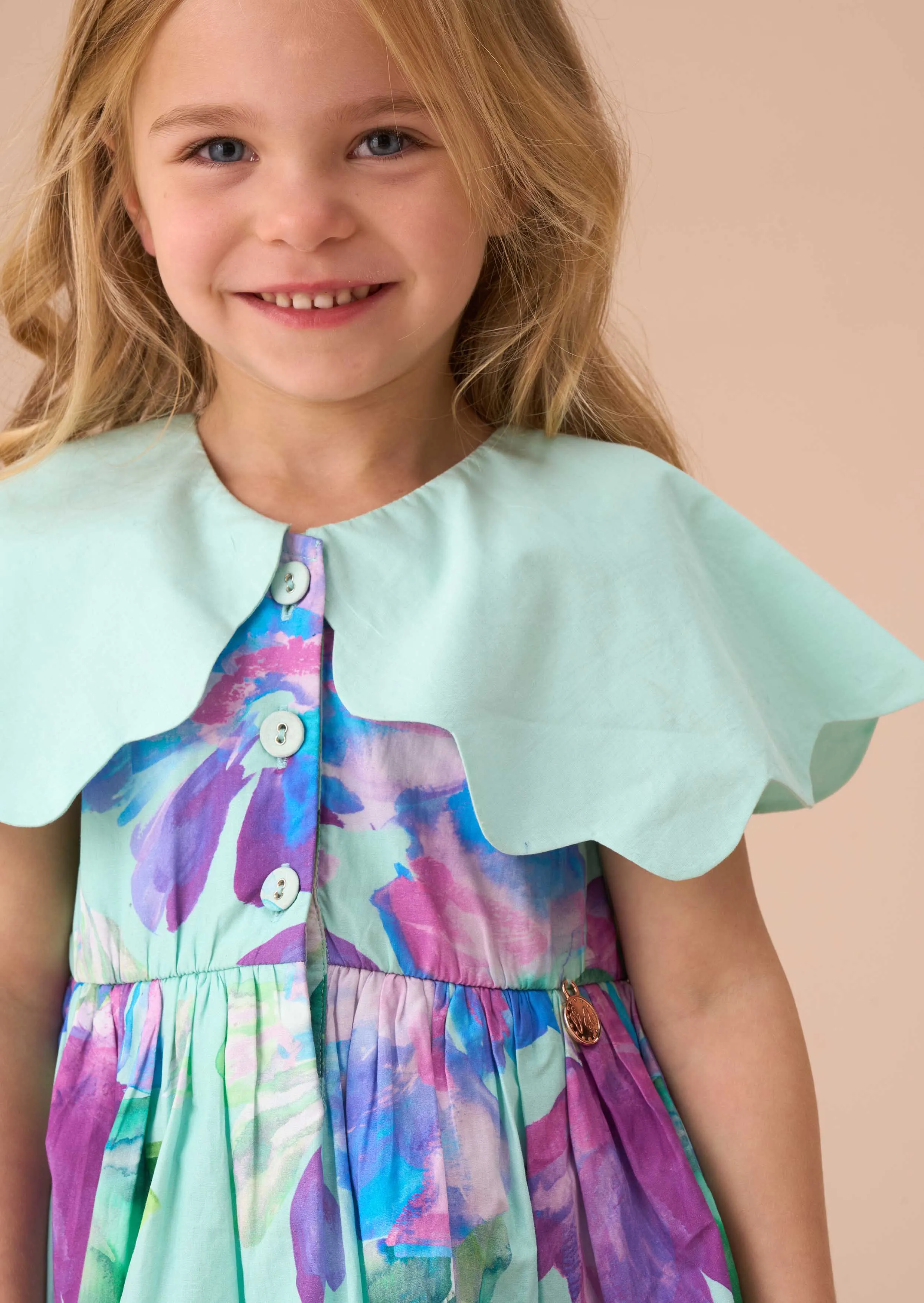 Sybil Mint Scalloped Collar Dress And Print Bloomer