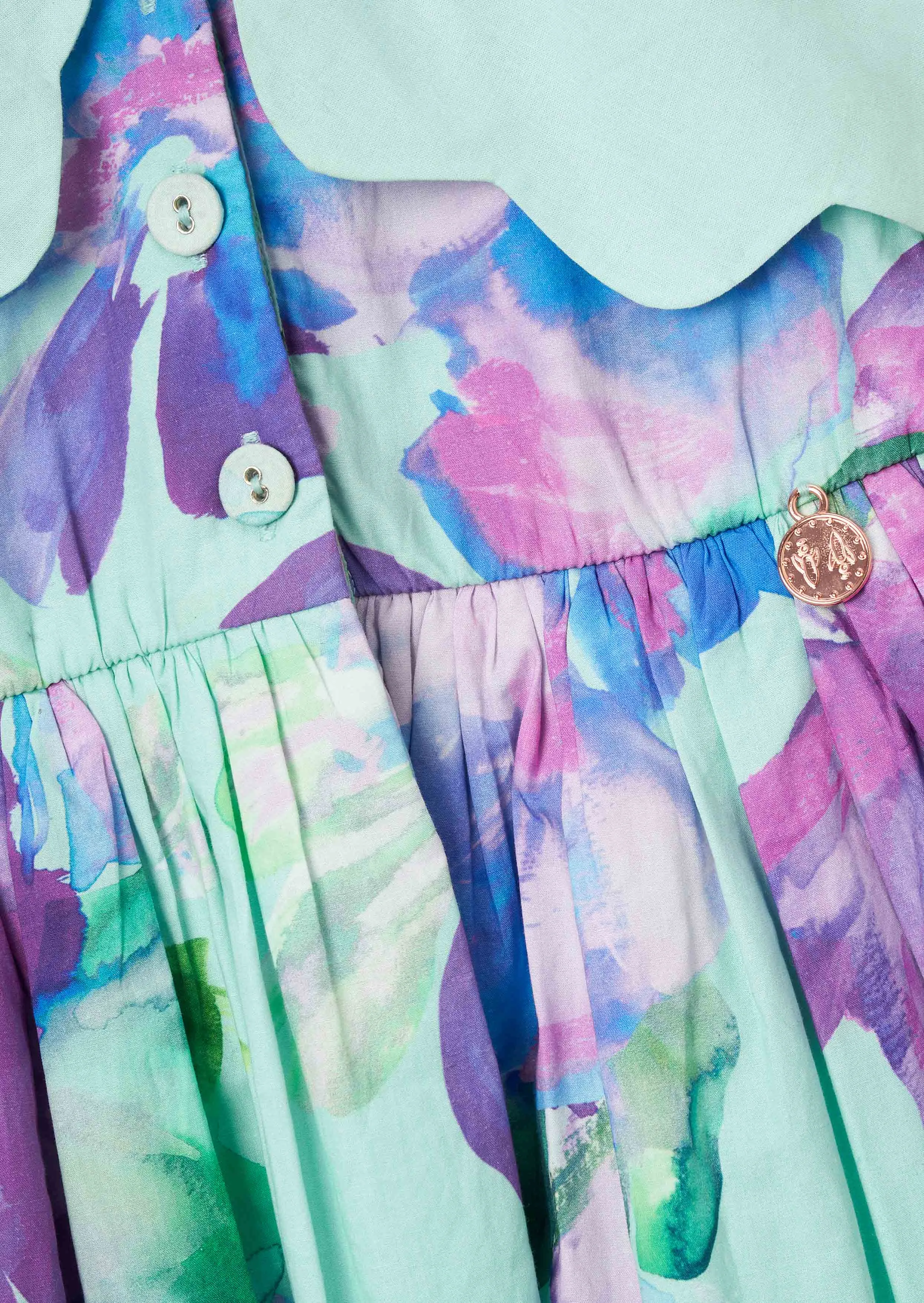 Sybil Mint Scalloped Collar Dress And Print Bloomer