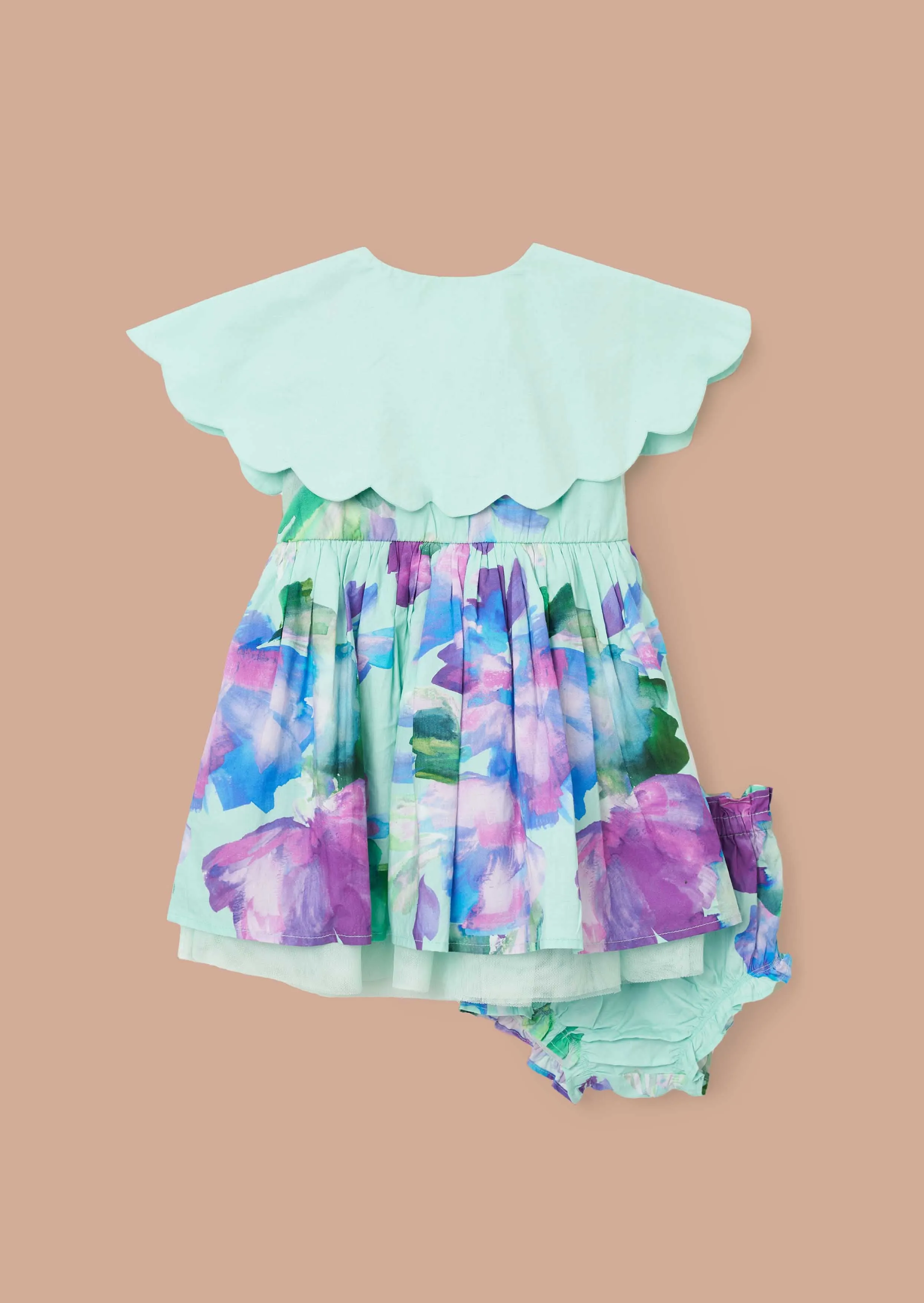 Sybil Mint Scalloped Collar Dress And Print Bloomer