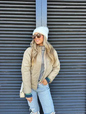Taupe Zip Up Puffer Jacket - FINAL SALE
