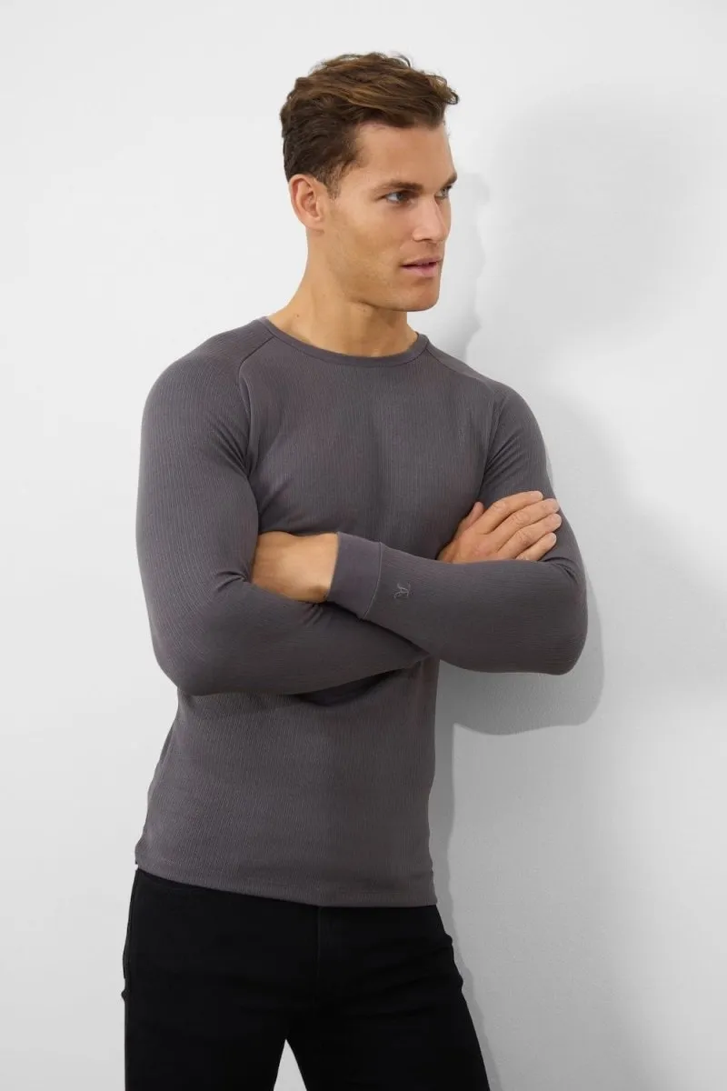 Textured Fashion T-Shirt in Battleship