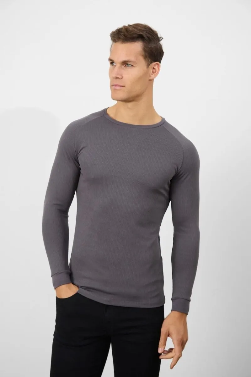 Textured Fashion T-Shirt in Battleship