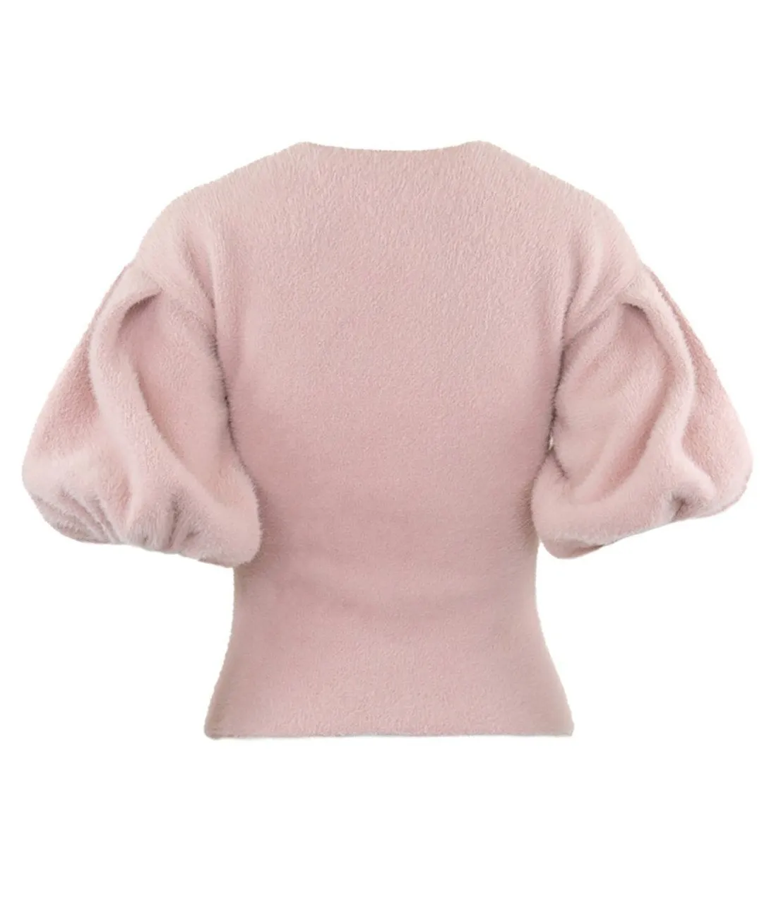 THEO Ersa Bouffant Sleeve V-Neck Pullover in Fondant Pink