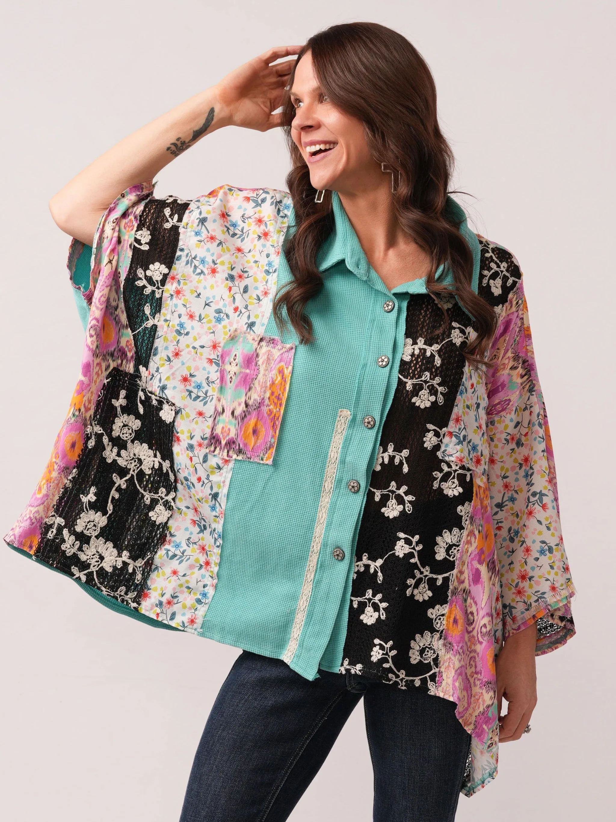 Thermal and Lace Peacock Top