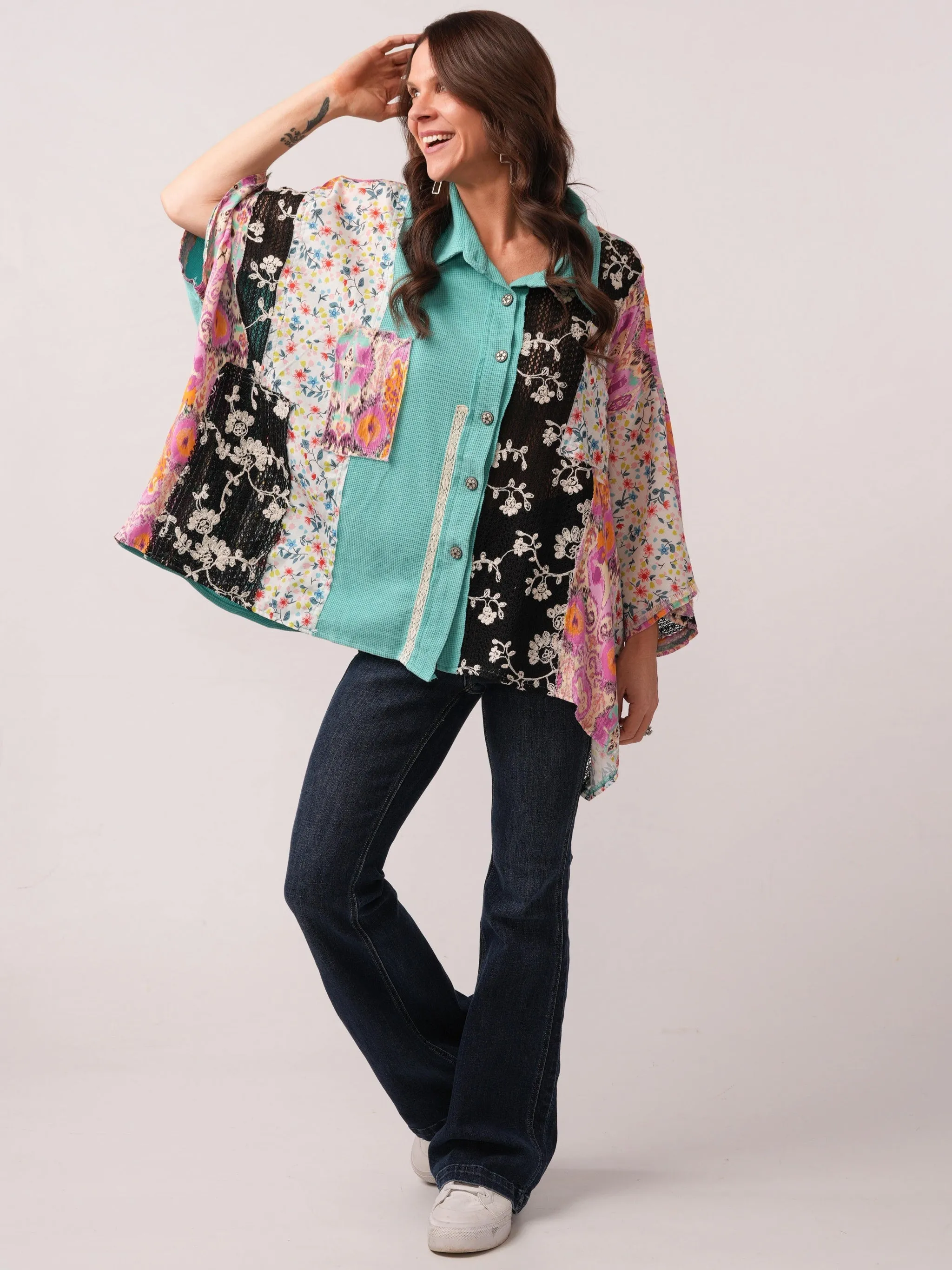 Thermal and Lace Peacock Top
