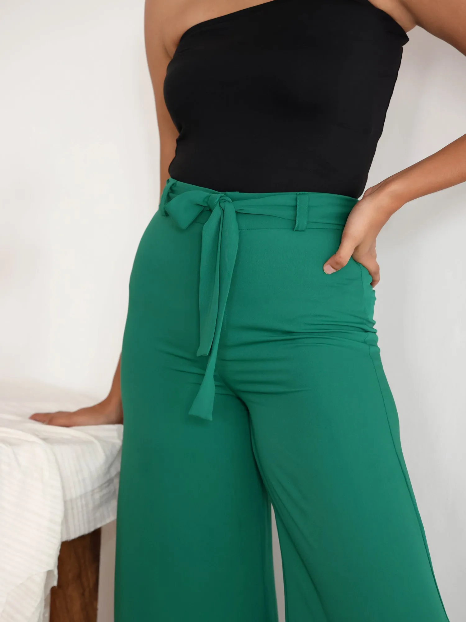 Tie up Detail High Waist Pant