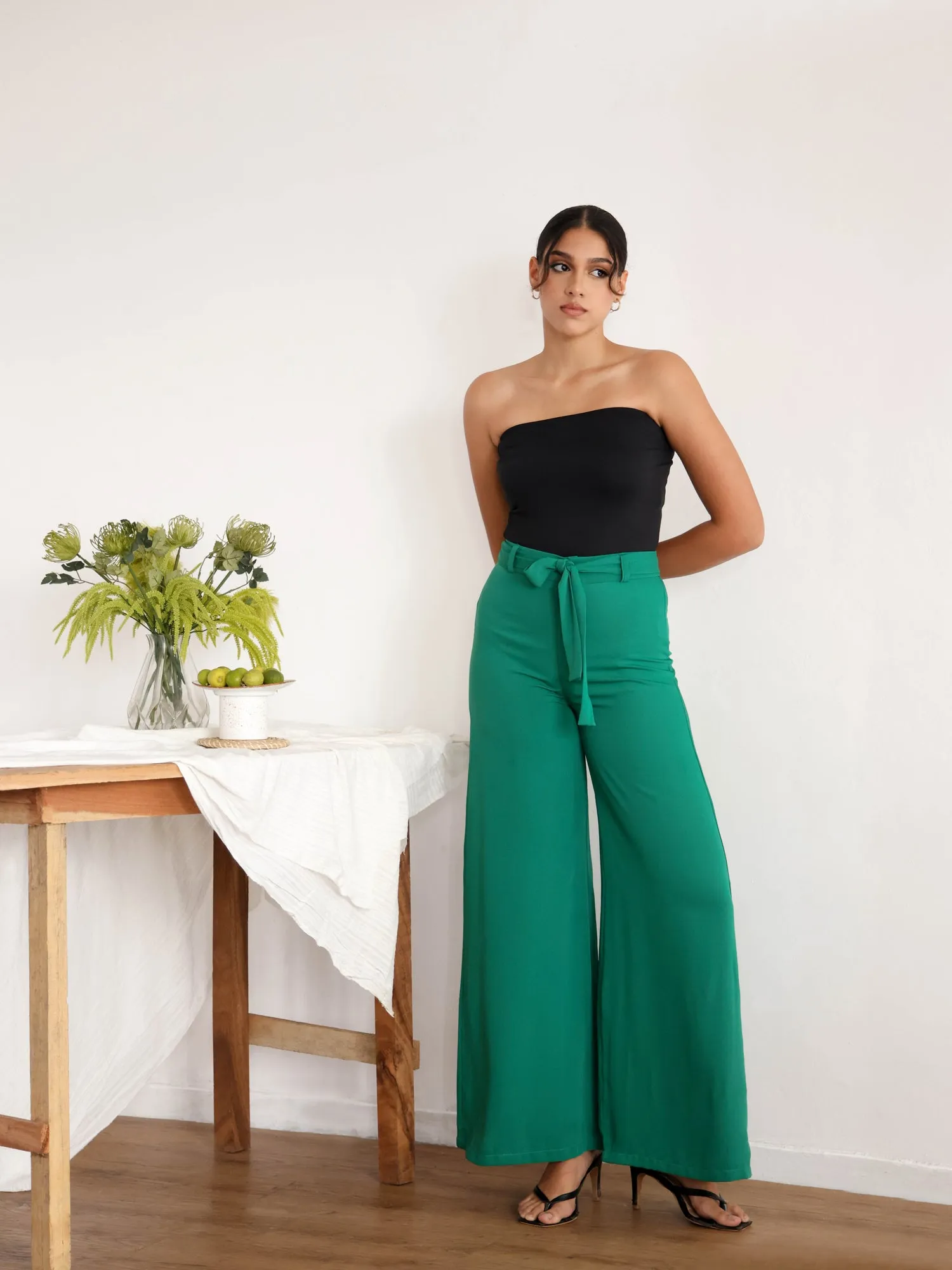 Tie up Detail High Waist Pant