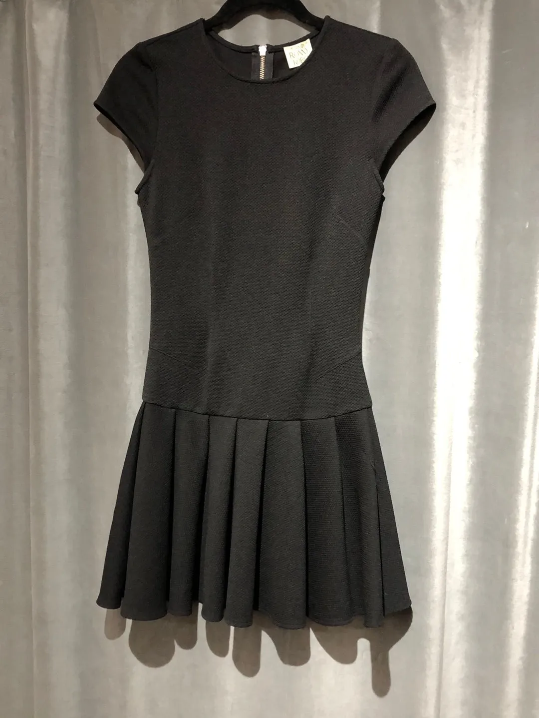 Torn by Ronny Kobo Black Short Sleeve Back Zip Flare Mini Dress