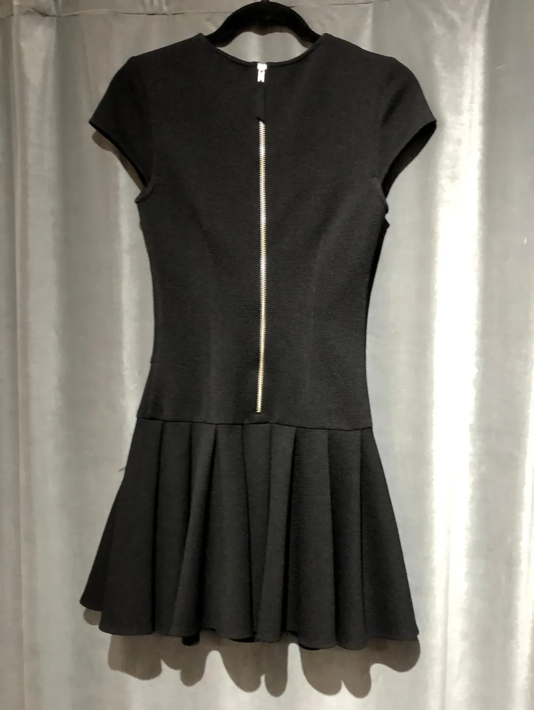 Torn by Ronny Kobo Black Short Sleeve Back Zip Flare Mini Dress
