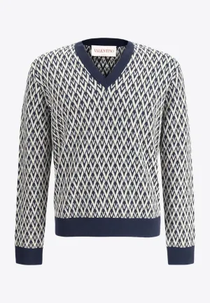 Toute La V Jacquard V-neck Sweater