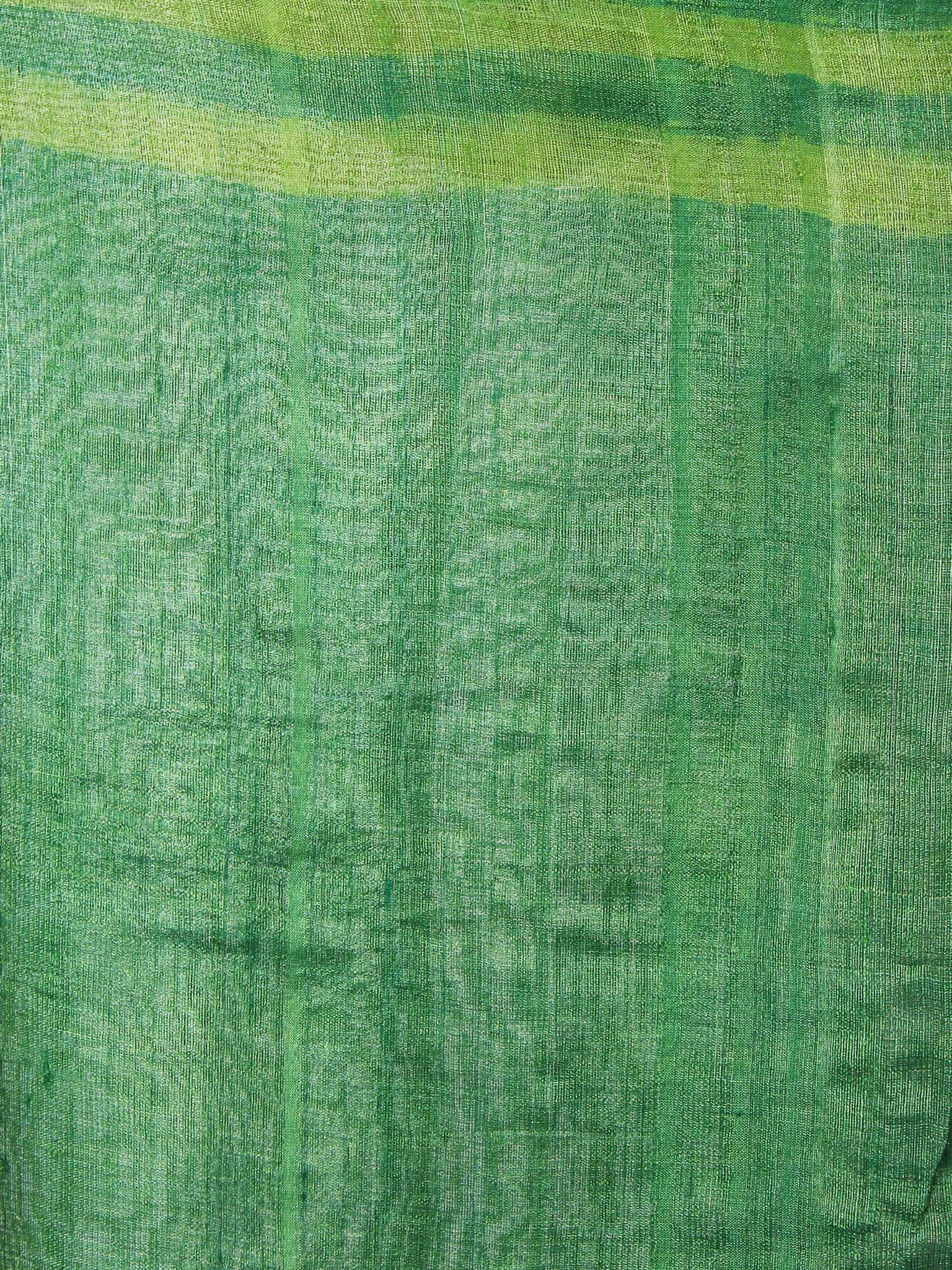 Tussar Handloom Silk Hand Block Printed Saree in Basil & Fern Green - S031701206