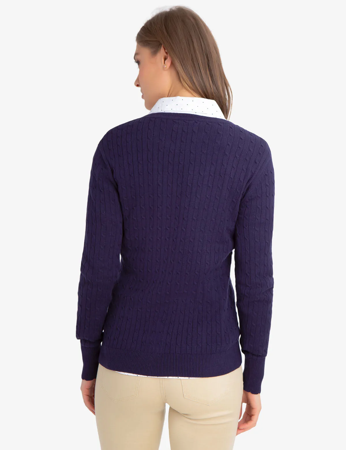 V-NECK CABLE KNIT SWEATER