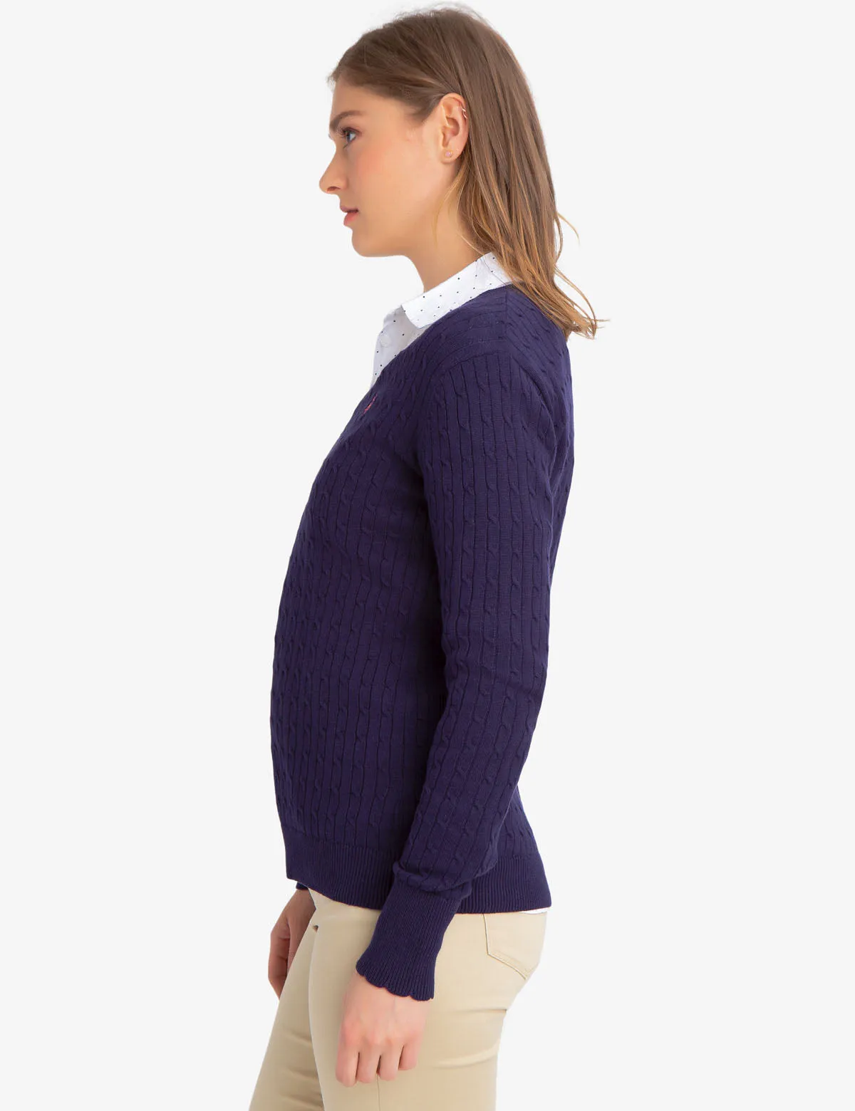 V-NECK CABLE KNIT SWEATER