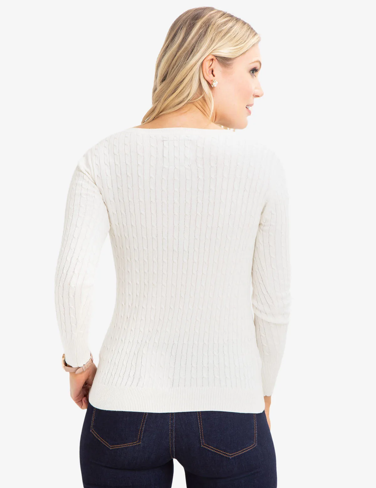 V-NECK CABLE KNIT SWEATER