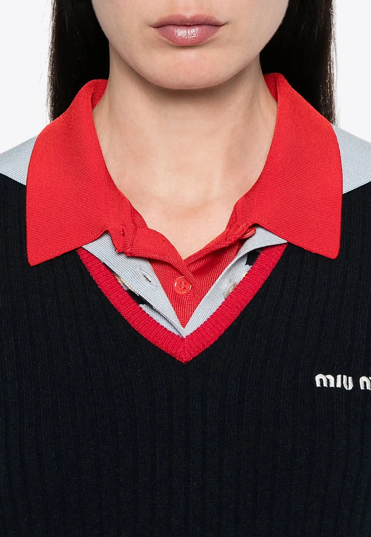 V-neck Cashmere Logo Sweater