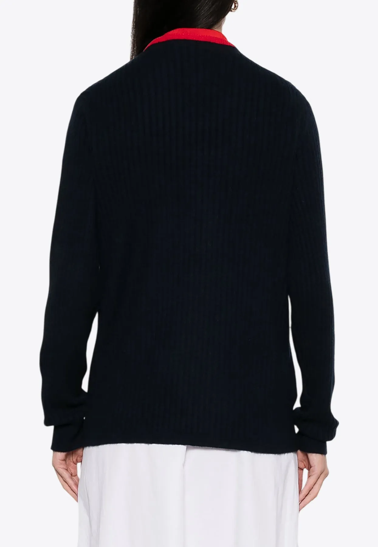 V-neck Cashmere Logo Sweater