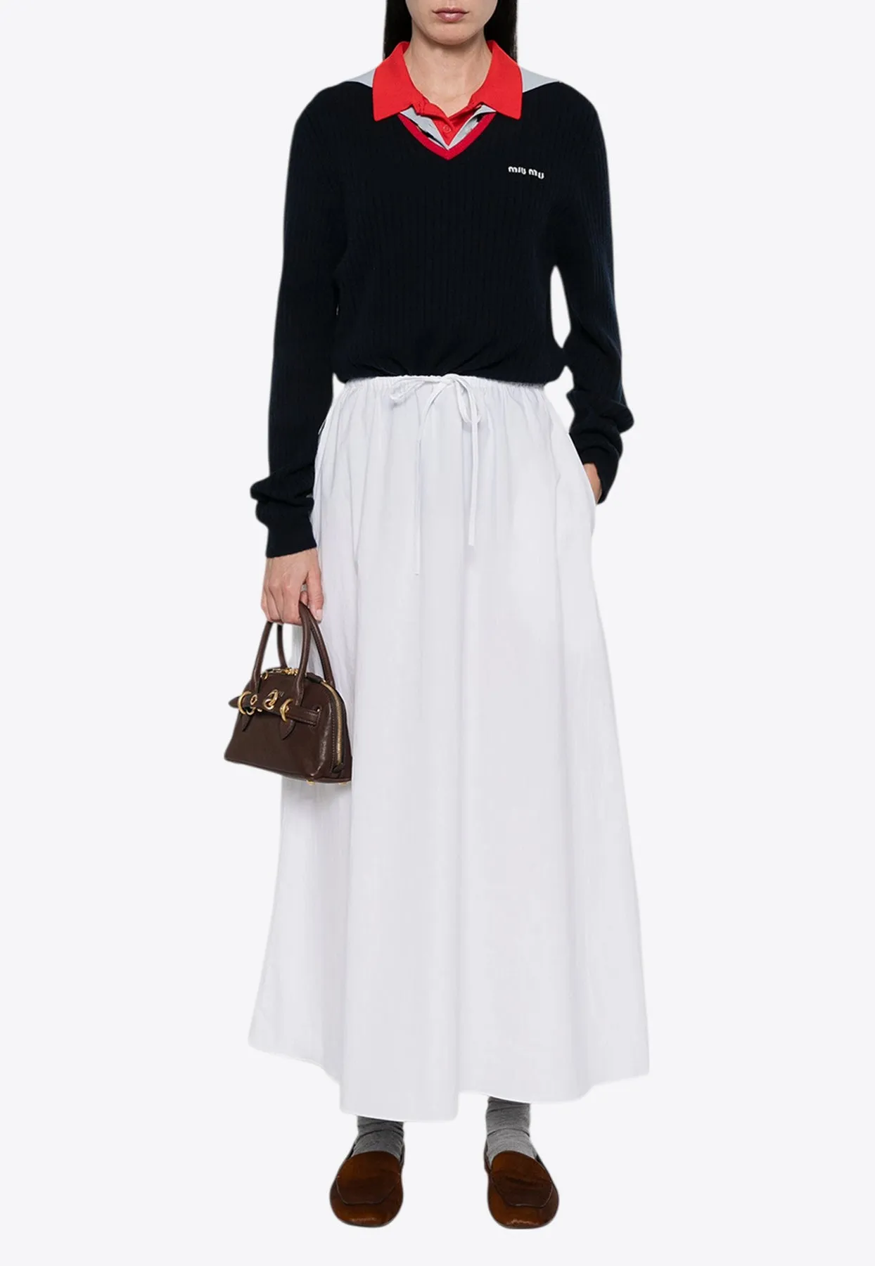 V-neck Cashmere Logo Sweater