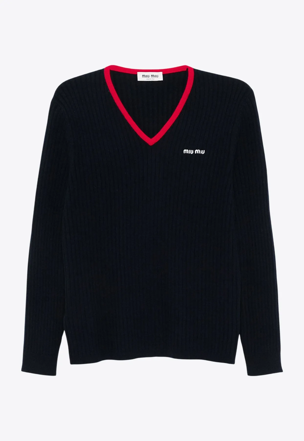 V-neck Cashmere Logo Sweater