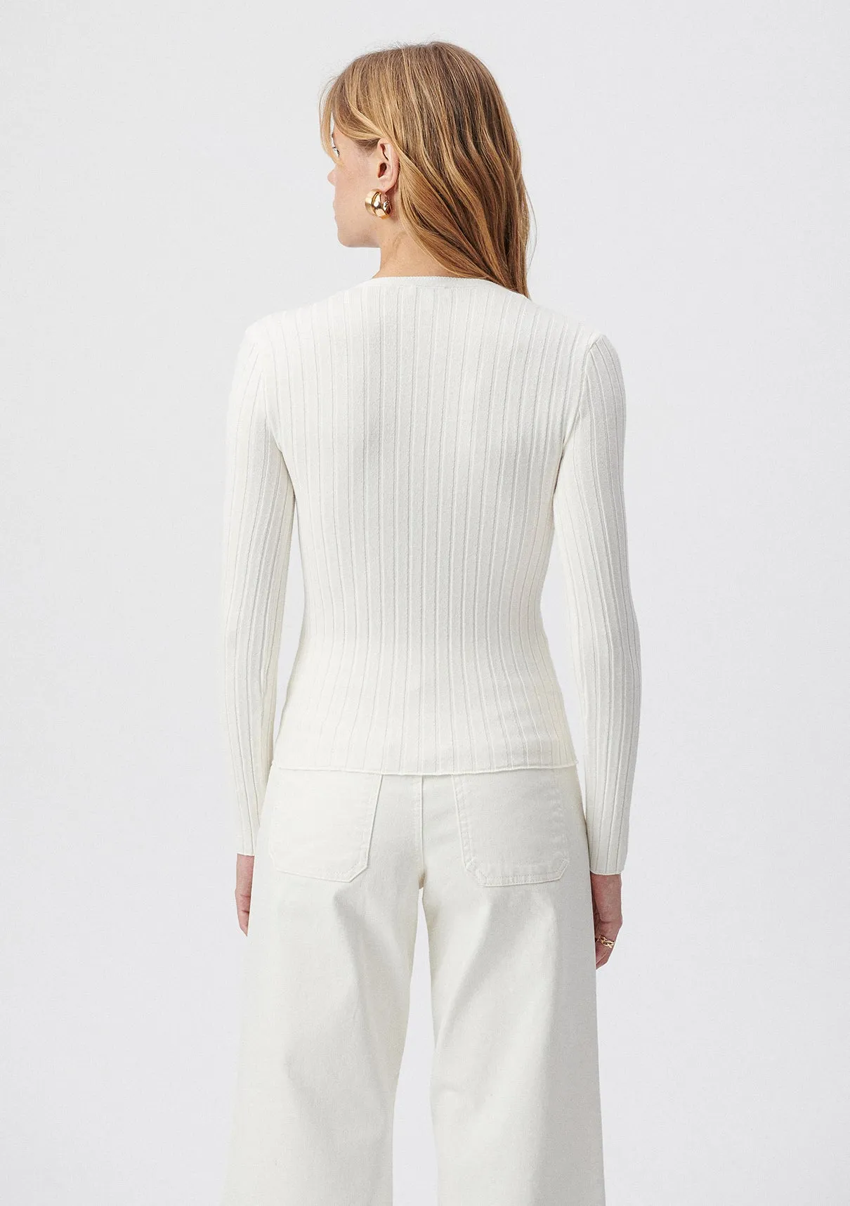 V Neck Off White Sweater