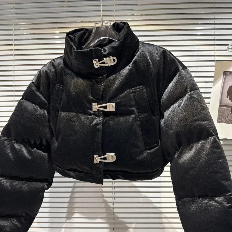 Vegan Suede Puffer Crop Jacket