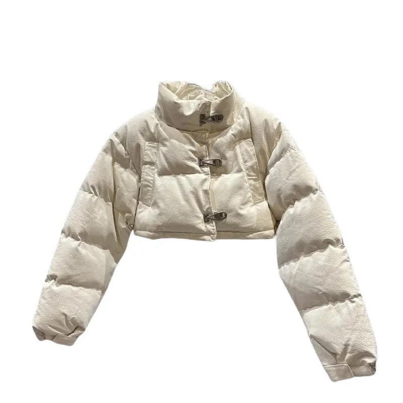 Vegan Suede Puffer Crop Jacket