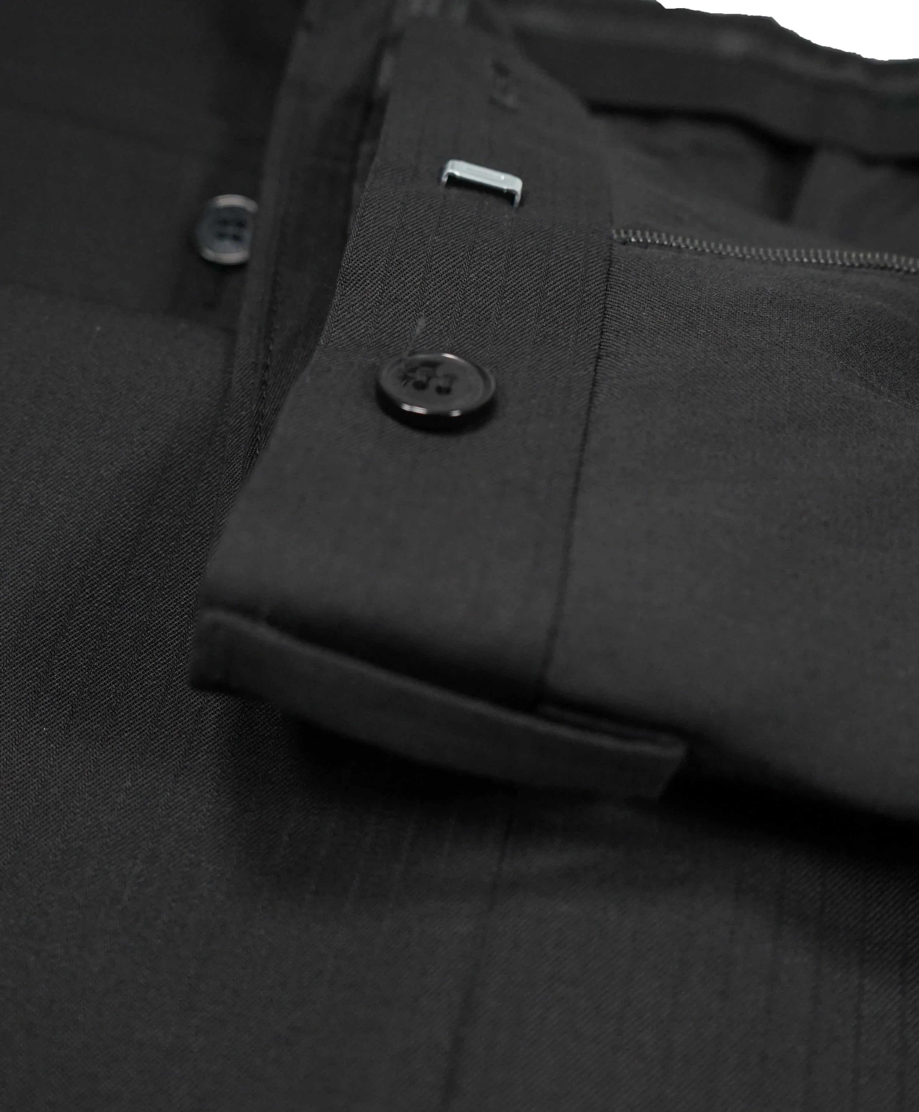 VERSACE COLLECTION -  Tonal Black Stripe Logo Button Dress Pants - 33W