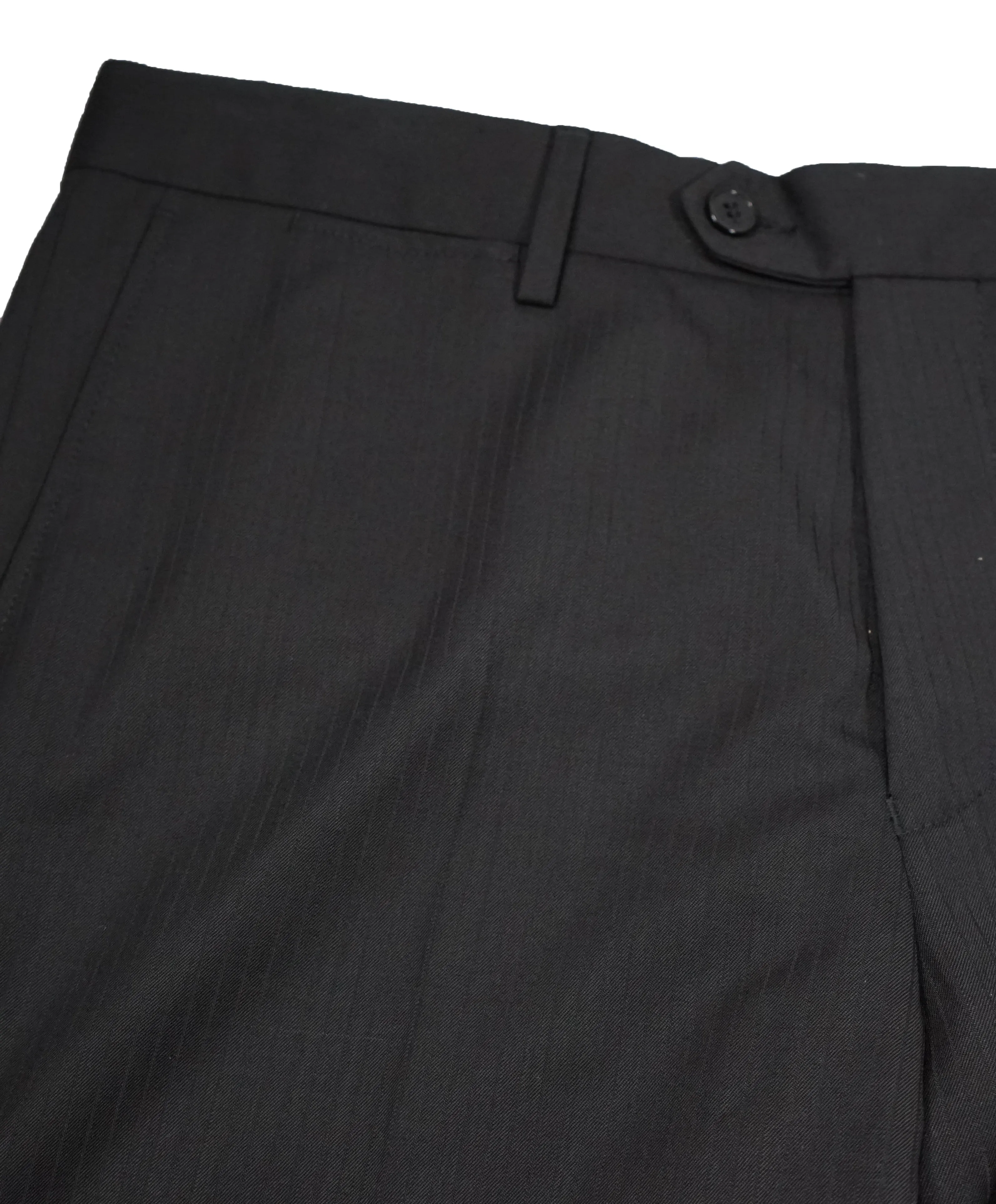 VERSACE COLLECTION -  Tonal Black Stripe Logo Button Dress Pants - 33W
